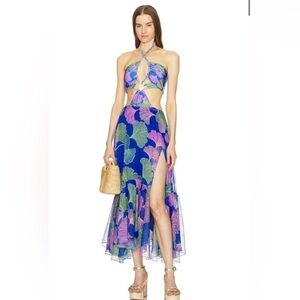 PatBO Ocean Leaf Beach Dress in Blue